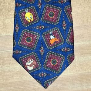 VTG 1994 Looney Tunes Mania warner bros Neck Tie Donald Bugs Sylvester  RARE